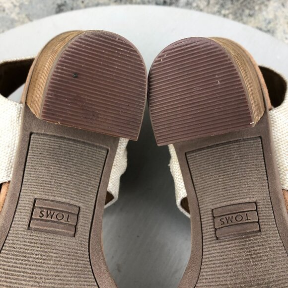 Toms Women's Size 8 Majorca Natural Cream Open Toe Cutout High Heel Sandals - Picture 11 of 15